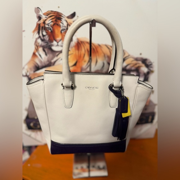 Coach Legacy Mini Tanner White and Purple Satchel VGUC - Picture 1 of 13
